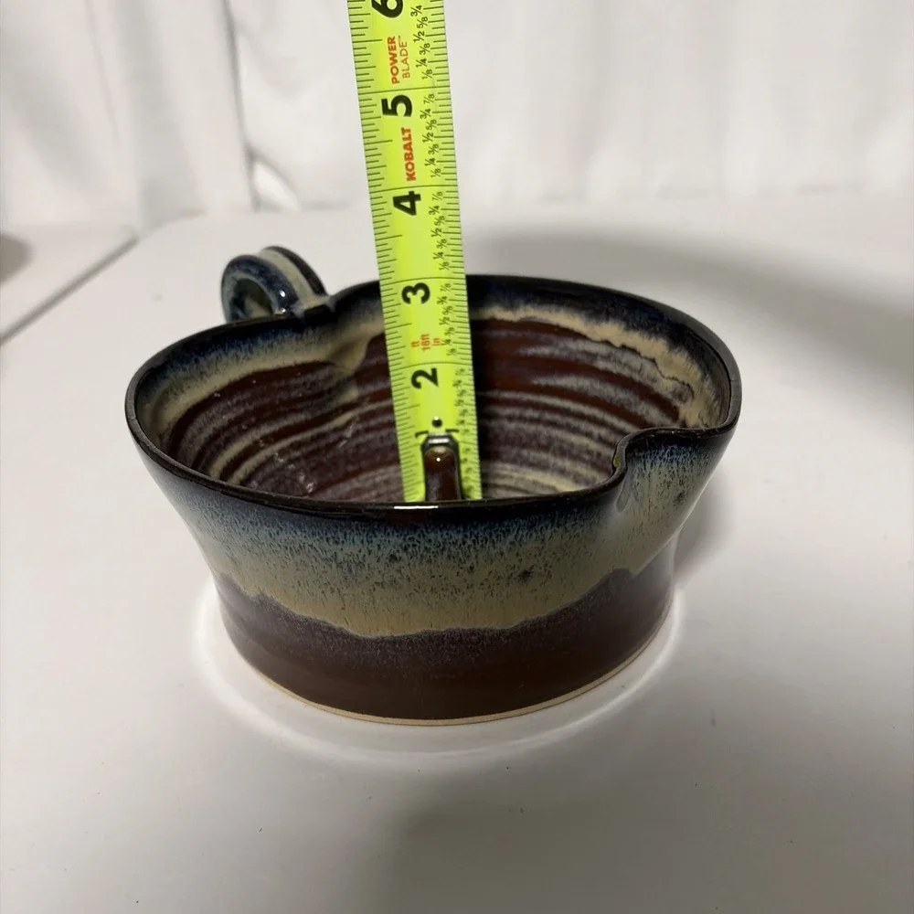 Ceramic Pottery Apple Baker Dish Drip Glaze Round Bowl Multicolor USA Made